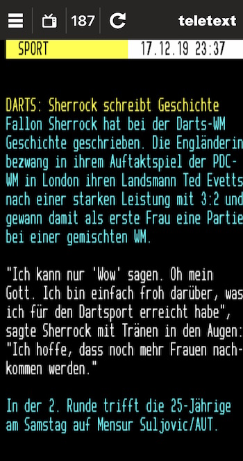 Teletext: Sherrock schreibt Geschichte